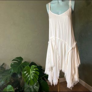 Free People NWOT White layered fringe dress, adjustable straps, Intimates, XS